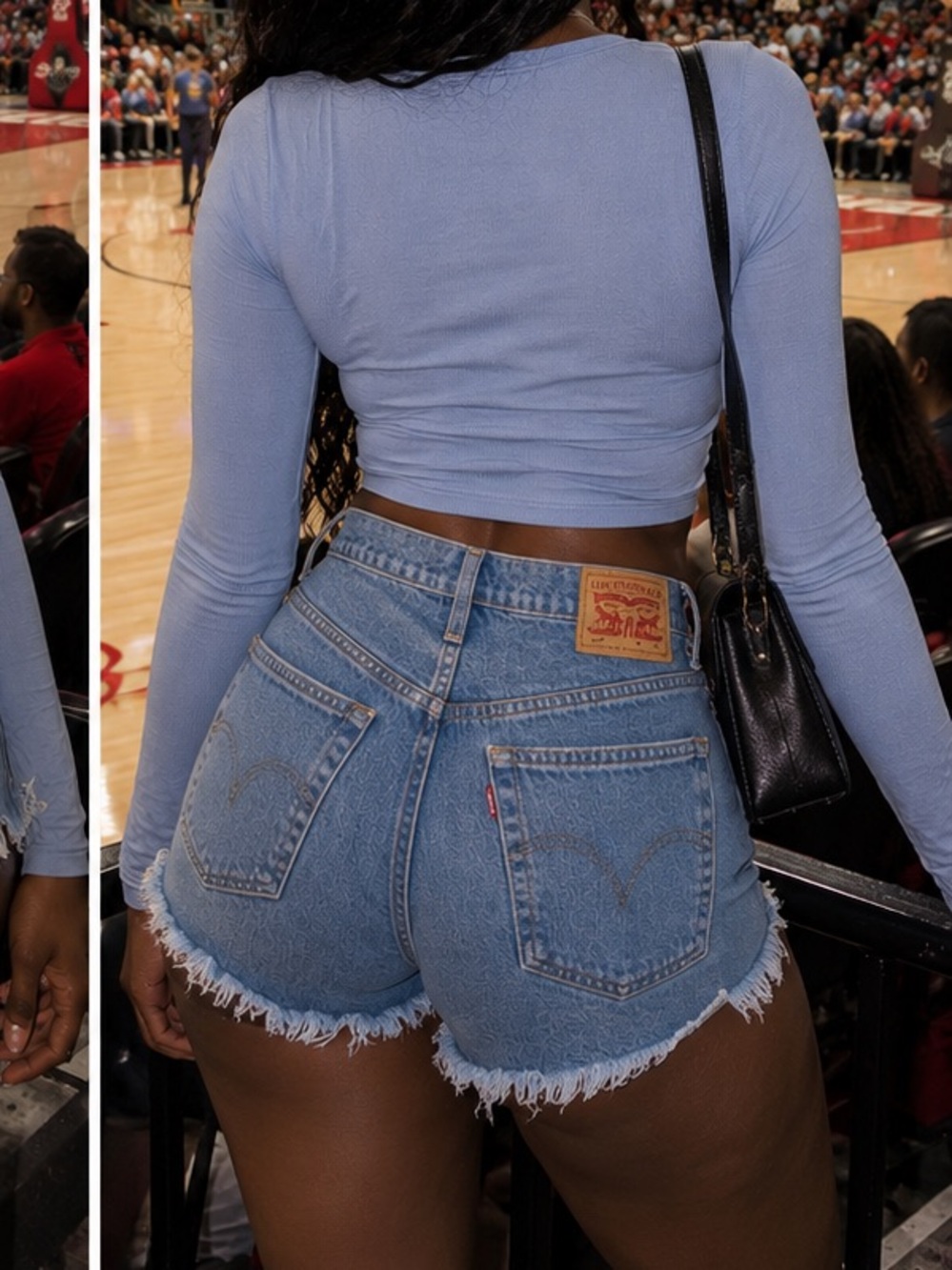 Levi's Light Blue High-Waist Frayed Denim Shorts
